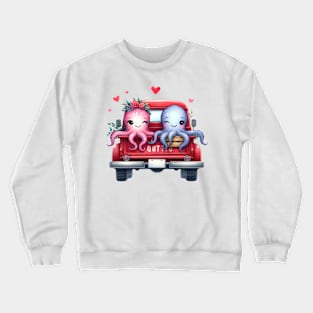 Valentine Octopus Couple Sitting On Truck Crewneck Sweatshirt